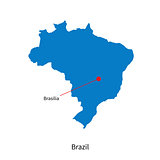 Detailed vector map of Brazil and capital city Brasilia