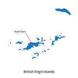 Map of British Virgin Islands and capital city Road Town