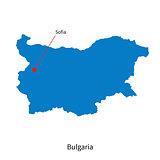 Detailed vector map of Bulgaria and capital city Sofia