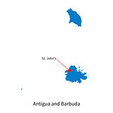 Map of Antigua and Barbuda with capital city