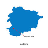 Detailed vector map of Andorra and capital city Andorra la Vella