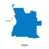 Detailed vector map of Angola and capital city Luanda