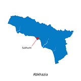 Detailed vector map of Abkhazia and capital city Sukhumi