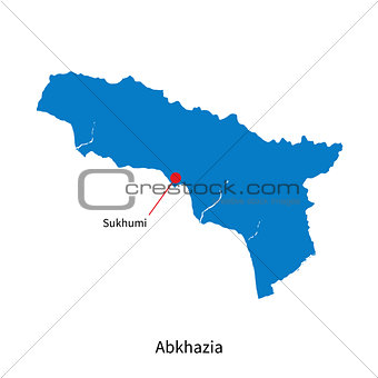 Detailed vector map of Abkhazia and capital city Sukhumi