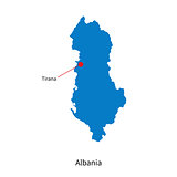 Detailed vector map of Albania and capital city Tirana