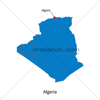 Detailed vector map of Algeria and capital city Algiers