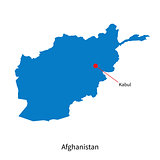 Detailed vector map of Afghanistan and capital city Kabul