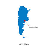 Detailed vector map of Argentina and capital city Buenos Aires