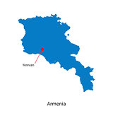 Detailed vector map of Armenia and capital city Yerevan