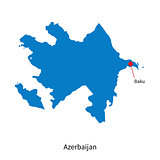 Detailed vector map of Azerbaijan and capital city Baku