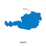 Detailed vector map of Austria and capital city Vienna