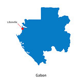 Detailed vector map of Gabon and capital city Libreville