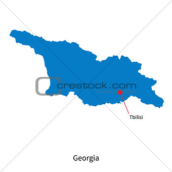 Detailed vector map of Georgia and capital city Tbilisi