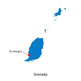 Vector map of Grenada and capital city St. George's