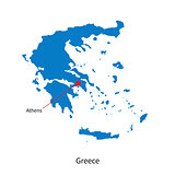 Detailed vector map of Greece and capital city Athens