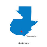 Detailed vector map of Guatemala and capital city