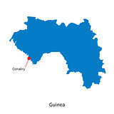 Detailed vector map of Guinea and capital city Conakry