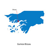 Detailed vector map of Guinea-Bissau and capital city Bissau