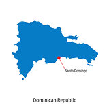 Vector map of Dominican Republic and capital city Santo Domingo