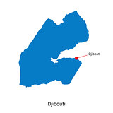 Detailed vector map of Djibouti and capital city