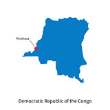 Map Democratic Republic of the Congo and capital city Kinshasa