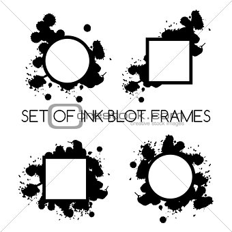 set of ink blot frames on white background