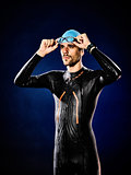 man swimmer swimming  triathlon ironman isolated