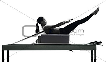 woman pilates reformer exercises fitness isolated