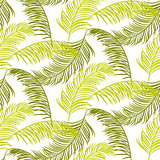 Green palm leaves seamless vector pattern.