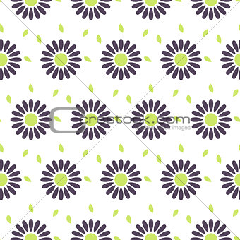 Daisy chamomile vector seamless pattern.