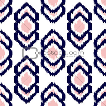 Ikat geometric seamless pattern. Pink and blue collection.