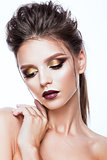 Portrait of beautiful woman with bright make-up