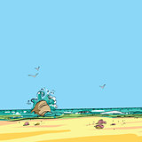 Nature beach sea waves seagulls