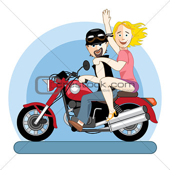 Happy friendship day card. 4 August. Best friends riding a motorcycle