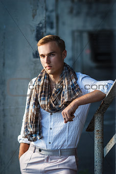 Handsome young man outdoor fashion shoot