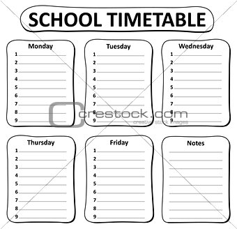 Black and white school timetable theme 1