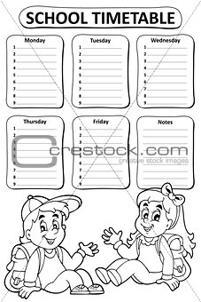 Black and white school timetable theme 4