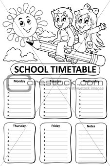 Black and white school timetable theme 7
