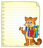 Notebook page with school cat