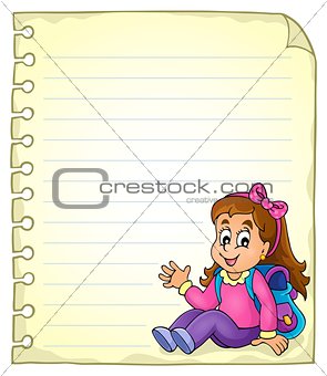 Notebook page with schoolgirl