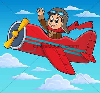 Pilot in retro airplane theme image 3
