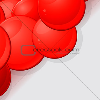 Glossy red 3D spheres background