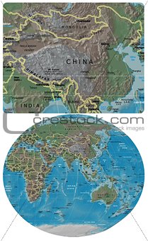 China and Asia Oceania map