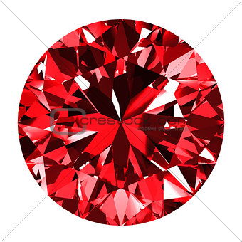 Ruby Round Over White Background