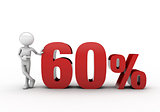 3D character with 60% discount sign