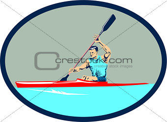 Kayak Racing Canoe Sprint Oval Retro