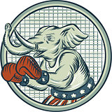 Republican Elephant Boxer Mascot Circle Etching
