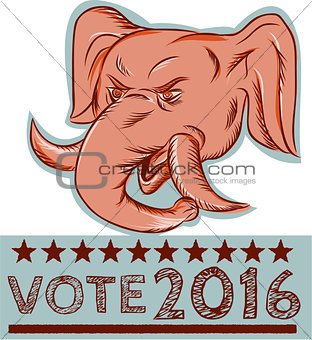 Vote 2016 Republican Elephant Mascot Head Etching