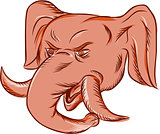Republican Elephant Mascot Head Etching