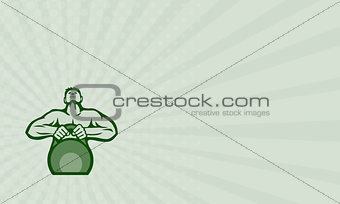 Business card Athlete Weightlifter Lifting Kettlebell Retro